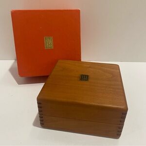 James Avery Wooden Jewelry Box 4x4x2 Dovetail Trinket Keepsake w/ Original Box
